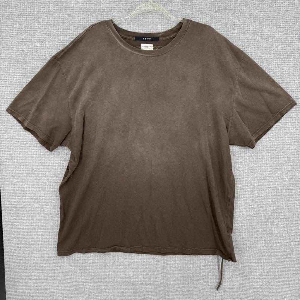 Ksubi Shirt Mens XL Brown Graphic Print Crew Neck Jersey Cotton Oversized